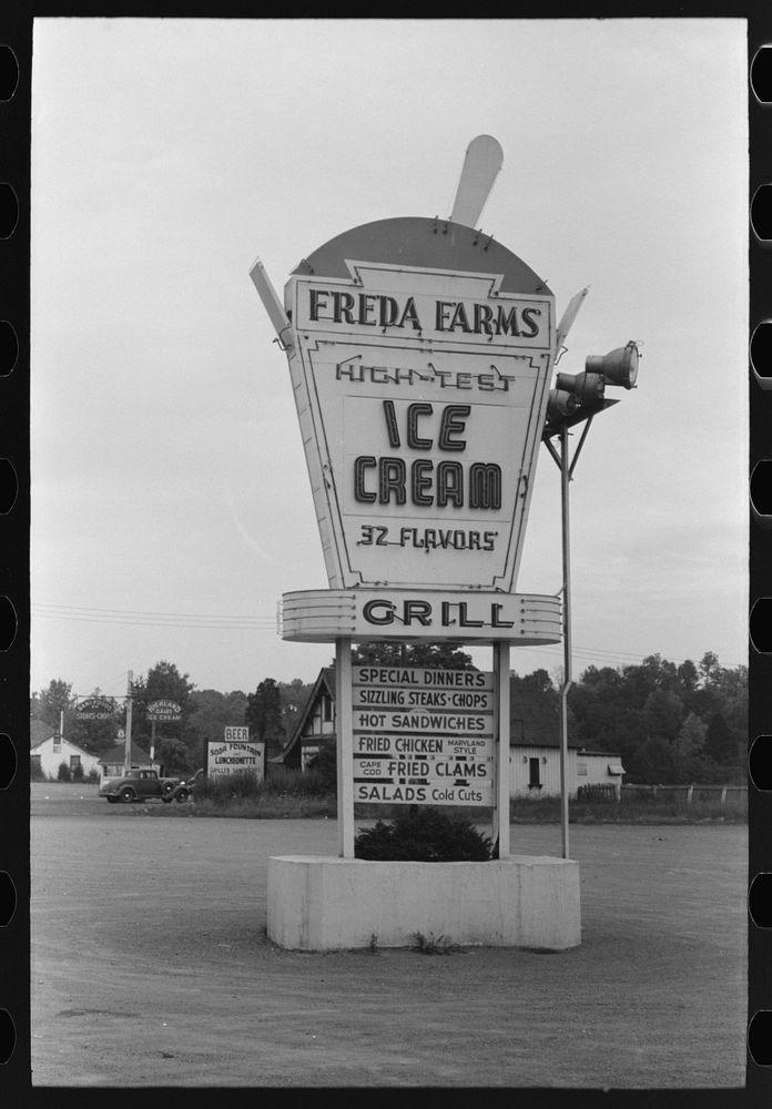 Ice cream advertising near Berlin, Connecticut by Russell Lee