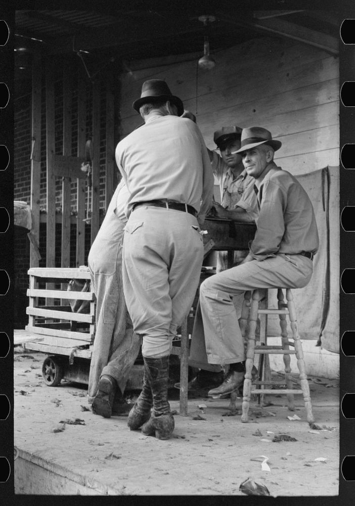 [Untitled photo, possibly related to: Weigher at poultry cooperative, Brownwood, Texas] by Russell Lee