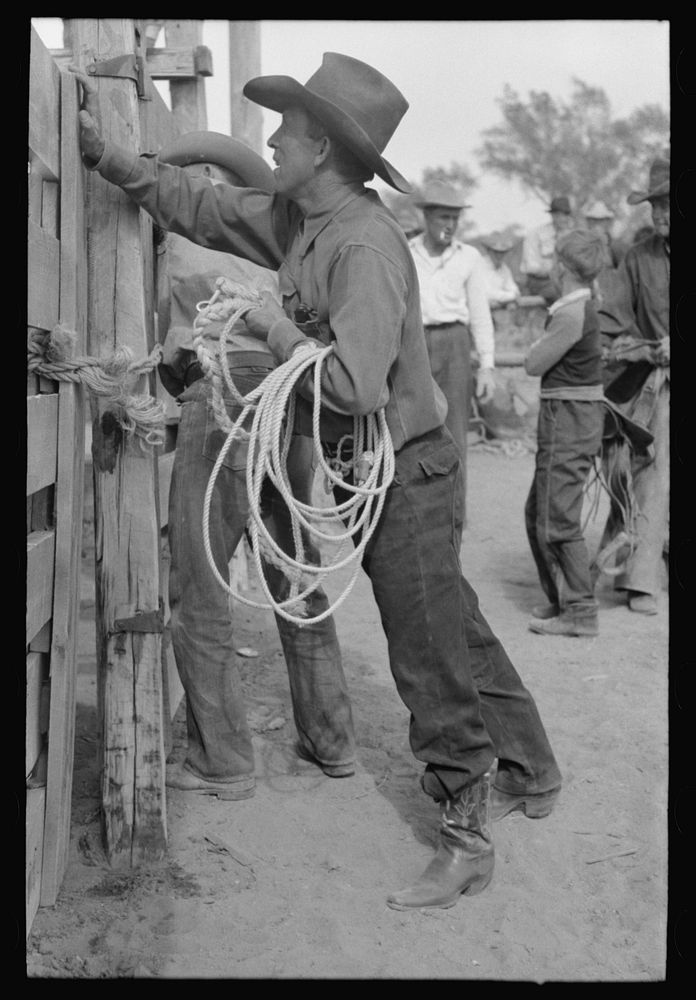 Cowboy at rodeo, Quemado, New Mexico by Russell Lee