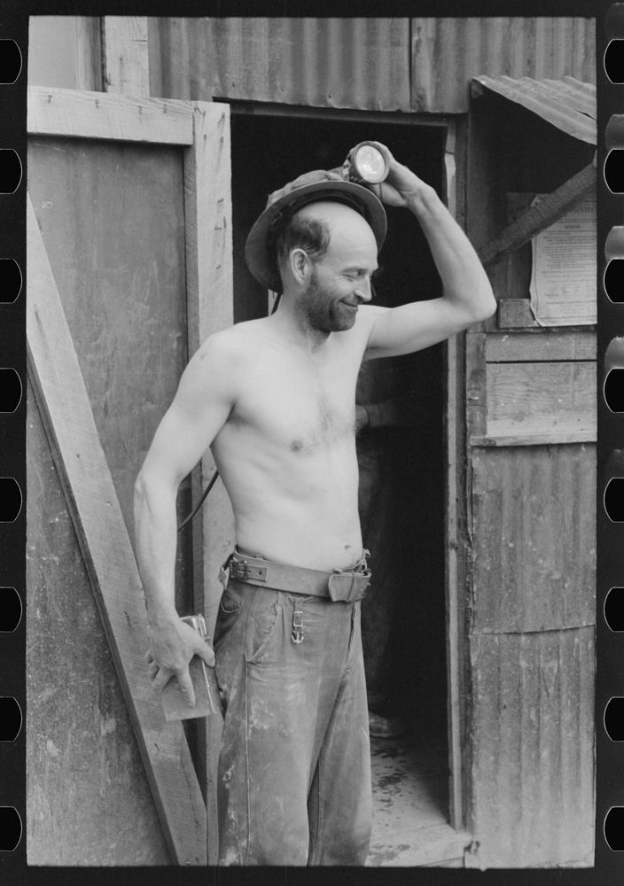 [Untitled photo, possibly related to: Miner at end of day's work. Mogollon, New Mexico] by Russell Lee