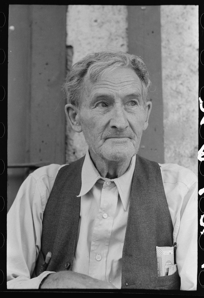 [Untitled photo, possibly related to: Elderly man who has lived in Mogollon, New Mexico from its earliest days and remembers…