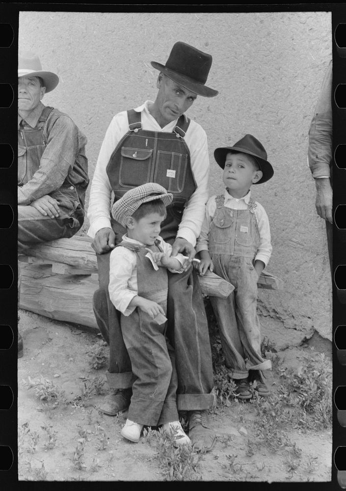 Spanish-American farmer with his two sons, Trampas, New Mexico by Russell Lee