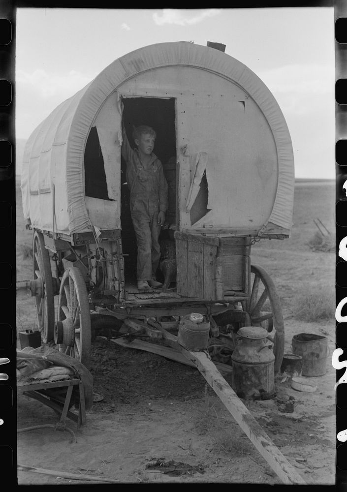 [Untitled photo, possibly related to: Snowville, Utah. Camp of a dry farmer in Oneida County, Idaho. He lives in Snowville…