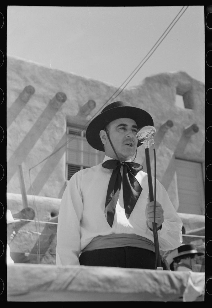 Master-of-ceremonies at the fiesta, Taos, New Mexico by Russell Lee