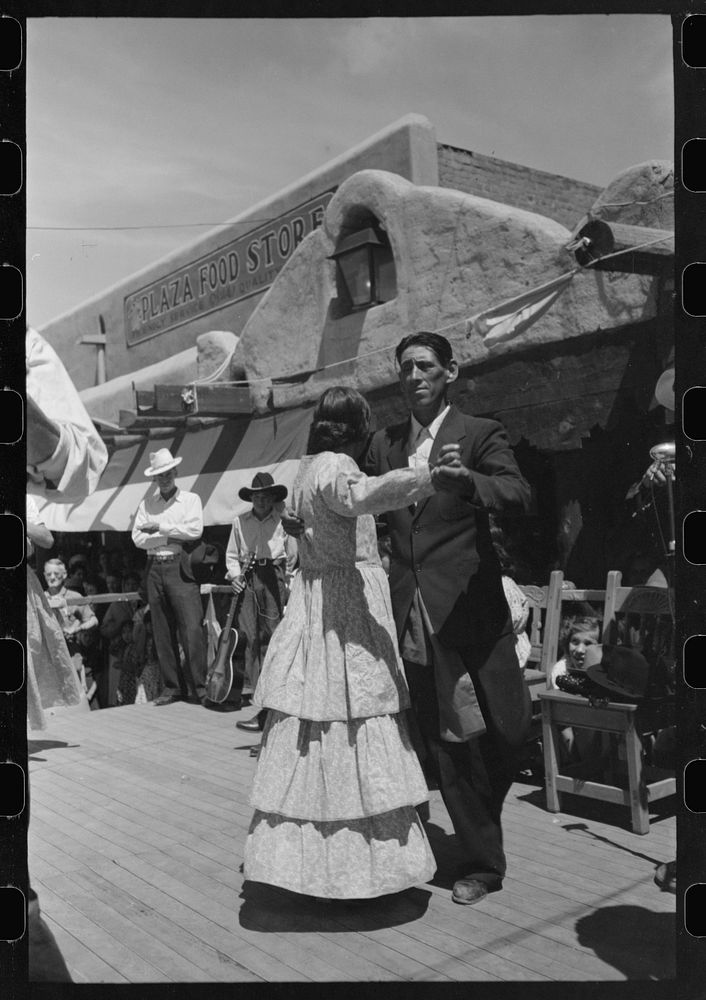 [Untitled photo, possibly related to: Native Spanish-American dance at fiesta, Taos, New Mexico] by Russell Lee
