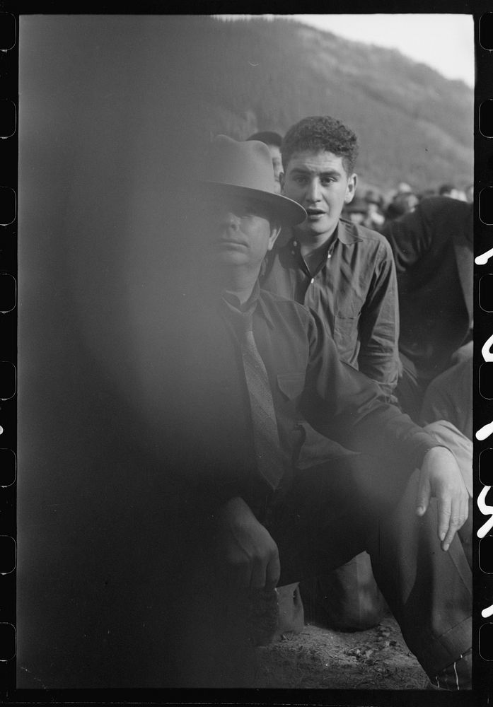 [Untitled photo, possibly related to: Candid cameraman at miners contest at Labor Day celebration, Silverton, Colorado] by…