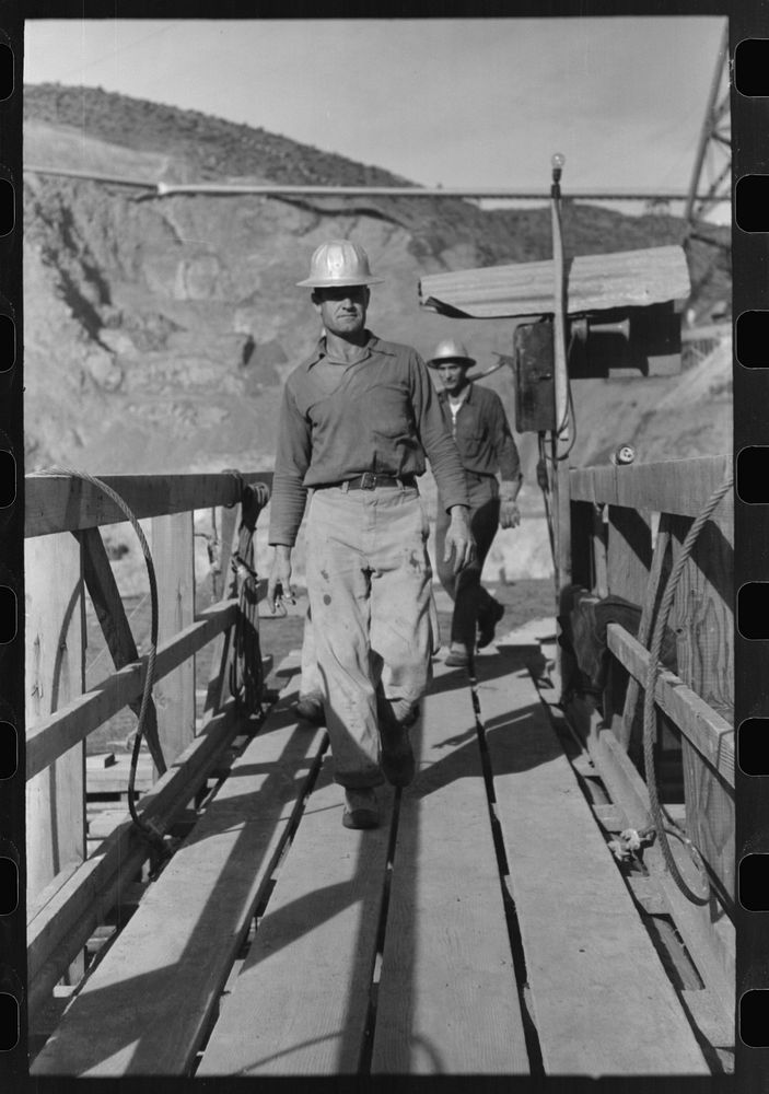 Catwalk at Shasta Dam. Shasta County, California by Russell Lee
