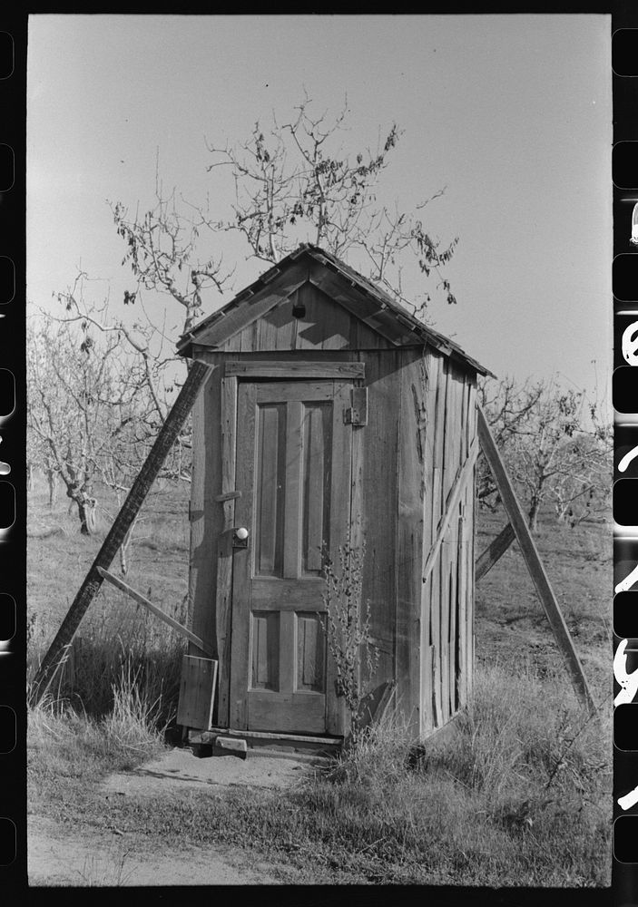 Privy on farm in Placer County, California by Russell Lee