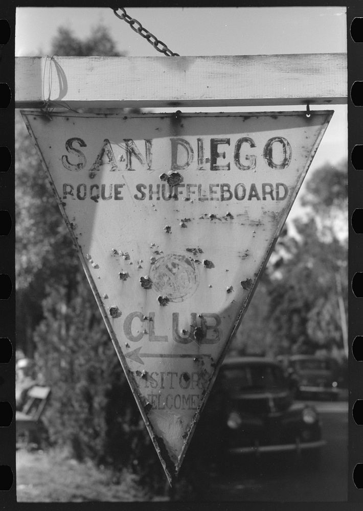 Sign in Balboa Park. San Diego, California by Russell Lee