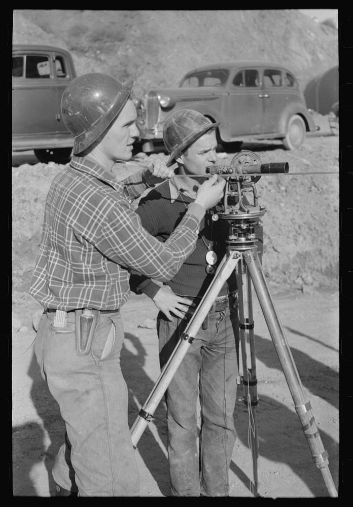 Part of the surveying crew at Shasta Dam, Shasta County, California by Russell Lee