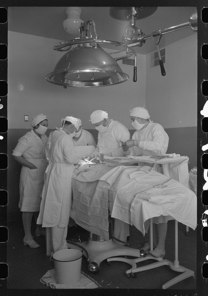Operation at the Cairns General Hospital at the FSA (Farm Security Administration) farmworkers community, Eleven Mile…