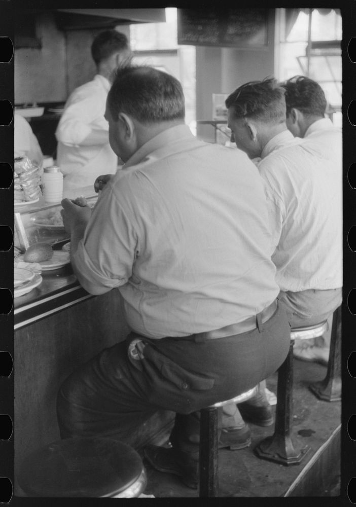 [Untitled photo, possibly related to: In the cafe at a truck drivers' service station on U.S. 1 (New York Avenue)…
