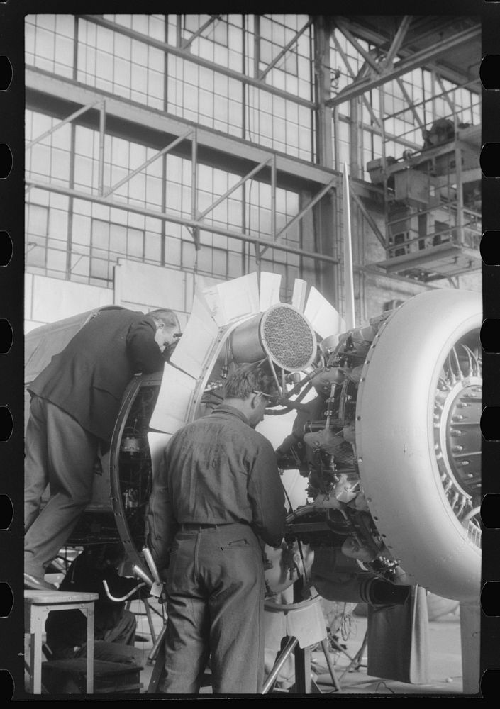 At the assembly line in the Vought-Sikorsky Aircraft Corporation, Stratford, Connecticut. Sourced from the Library of…