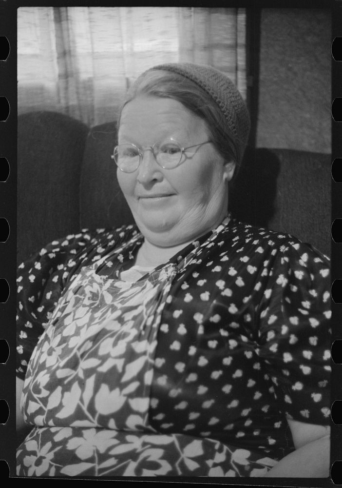 [Untitled photo, possibly related to: Mrs. Simon Kertulla, working at her old fashioned loom. Finnish poultry farmer.…