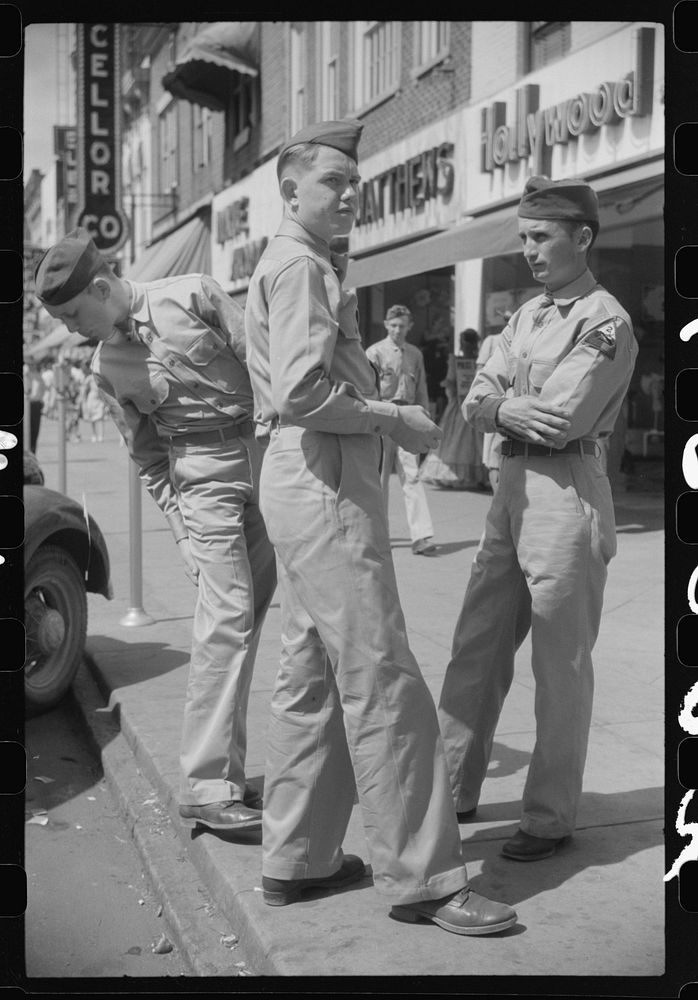 [Untitled photo, possibly related to: Soldiers from Fort Benning on a street in Columbus, Georgia]. Sourced from the Library…