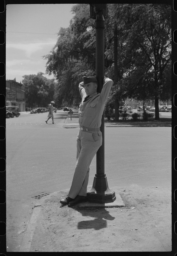 [Untitled photo, possibly related to: Soldier from Fort Benning on a street in Columbus, Georgia]. Sourced from the Library…