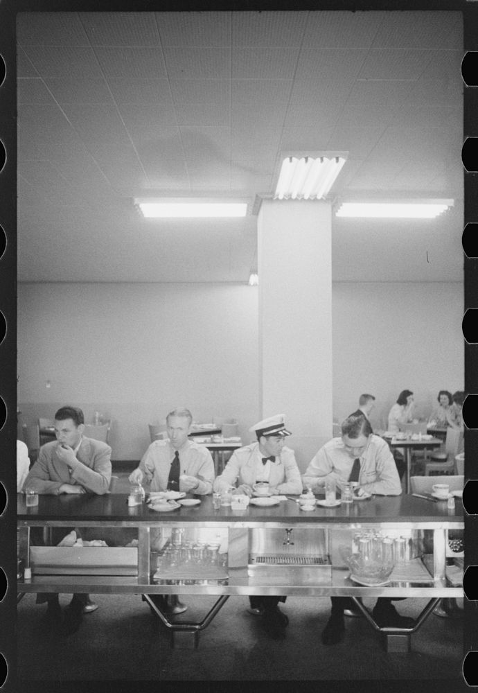[Untitled photo, possibly related to: In the cafe at the municipal airport in Washington, D.C.]. Sourced from the Library of…