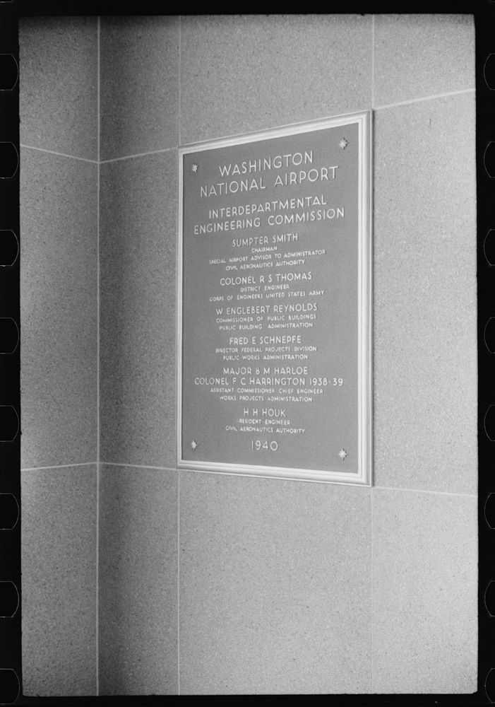 [Untitled photo, possibly related to: Plaque in the main waiting room of the municipal airport in Washington, D.C.]. Sourced…