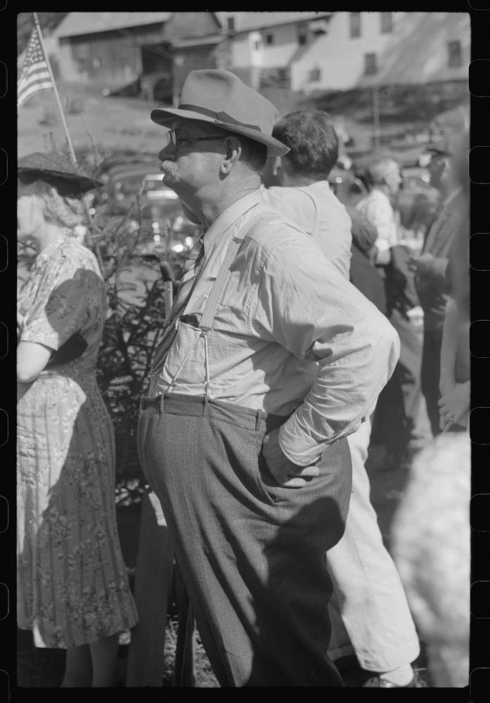 [Untitled photo, possibly related to: Spectator at the "World's Fair" in Tunbridge, Vermont]. Sourced from the Library of…