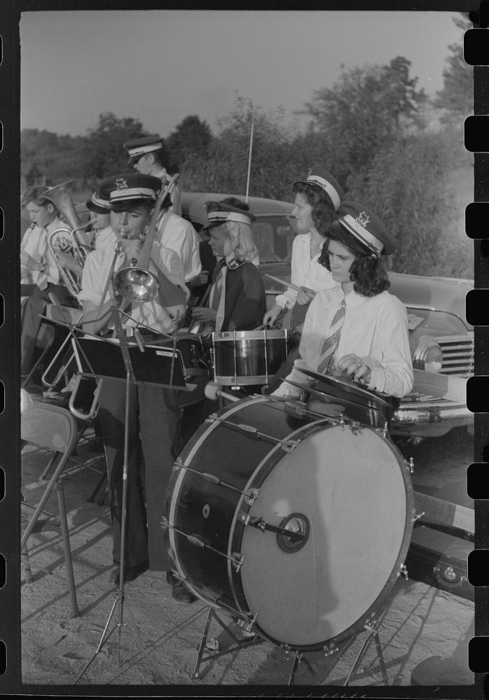[Untitled photo, possibly related to: Greensboro, Greene County, Georgia. Band at a football game]. Sourced from the Library…
