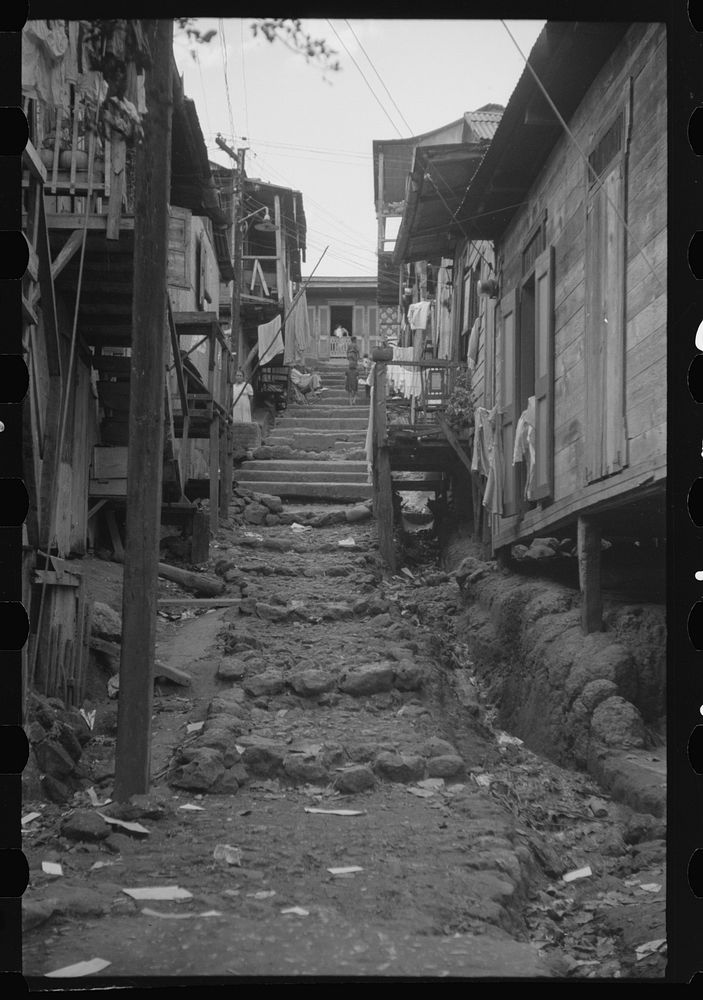 [Untitled photo, possibly related to: Street in the slum area of the hill town of Lares, Puerto Rico]. Sourced from the…