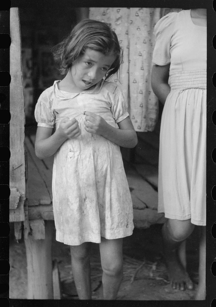 [Untitled photo, possibly related to: Child of a farm laborer living in the hills near Yauco, Puerto Rico]. Sourced from the…