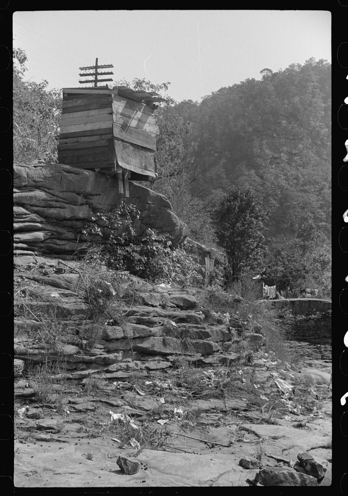 Privy used by es living in shacks on highway between Charleston and Gaauley Bridge, West Virginia. Sourced from the Library…