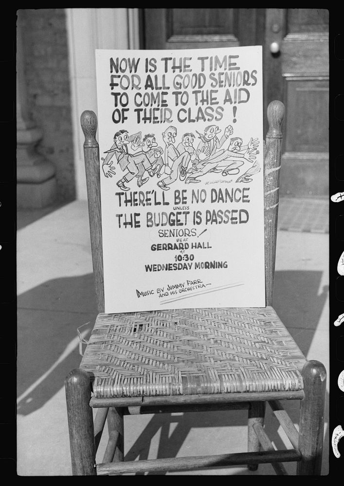 [Untitled photo, possibly related to: Poster outside one of University of North Carolina buildings, Chapel Hill, North…