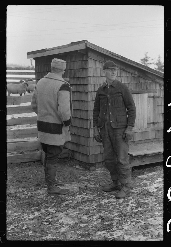Farmer and town selectman who is taking spring inventory, Lisbon, near Franconia, New Hampshire. Sourced from the Library of…