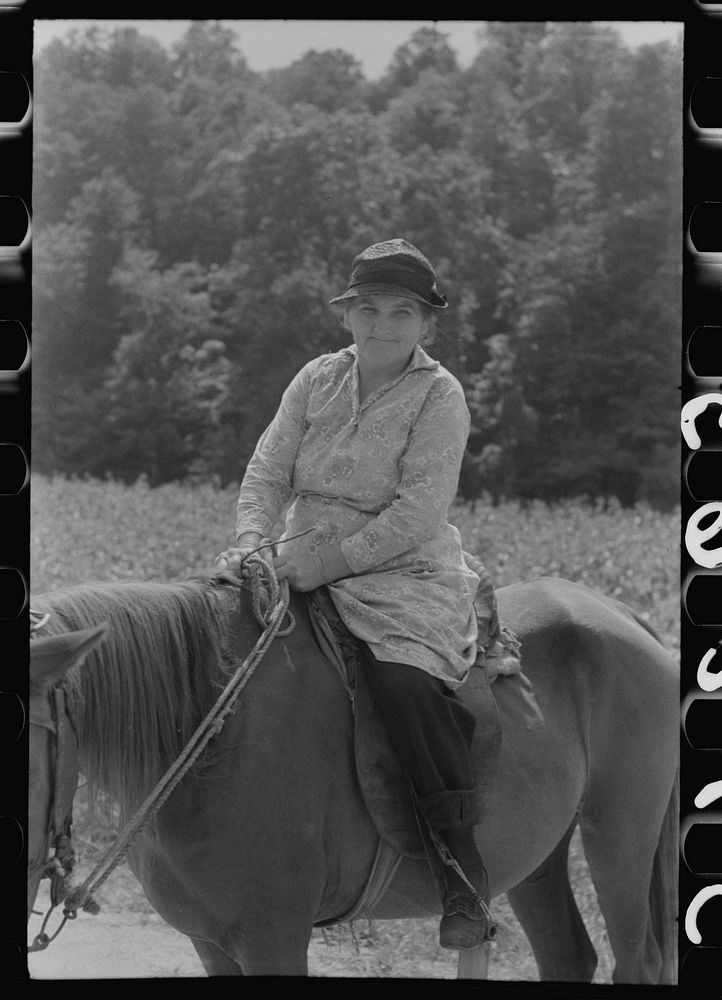 Mountain woman riding to town up Frozen Creek, near Jackson, Breathitt County, Kentucky by Marion Post Wolcott