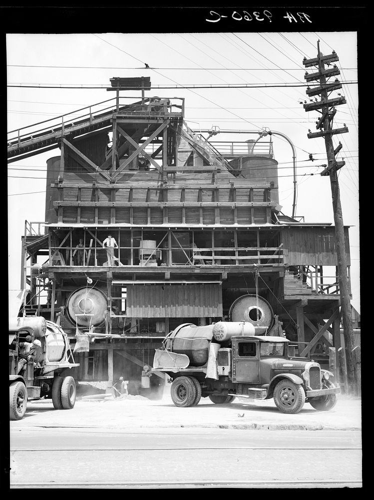 Concrete mixing plant. Birmingham, Alabama. Sourced from the Library of Congress.