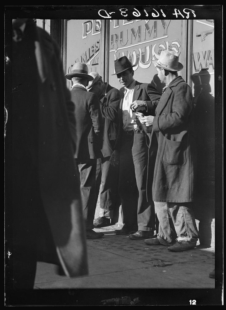 Unemployed men on Howard Street. San Francisco, California. Sourced from the Library of Congress.