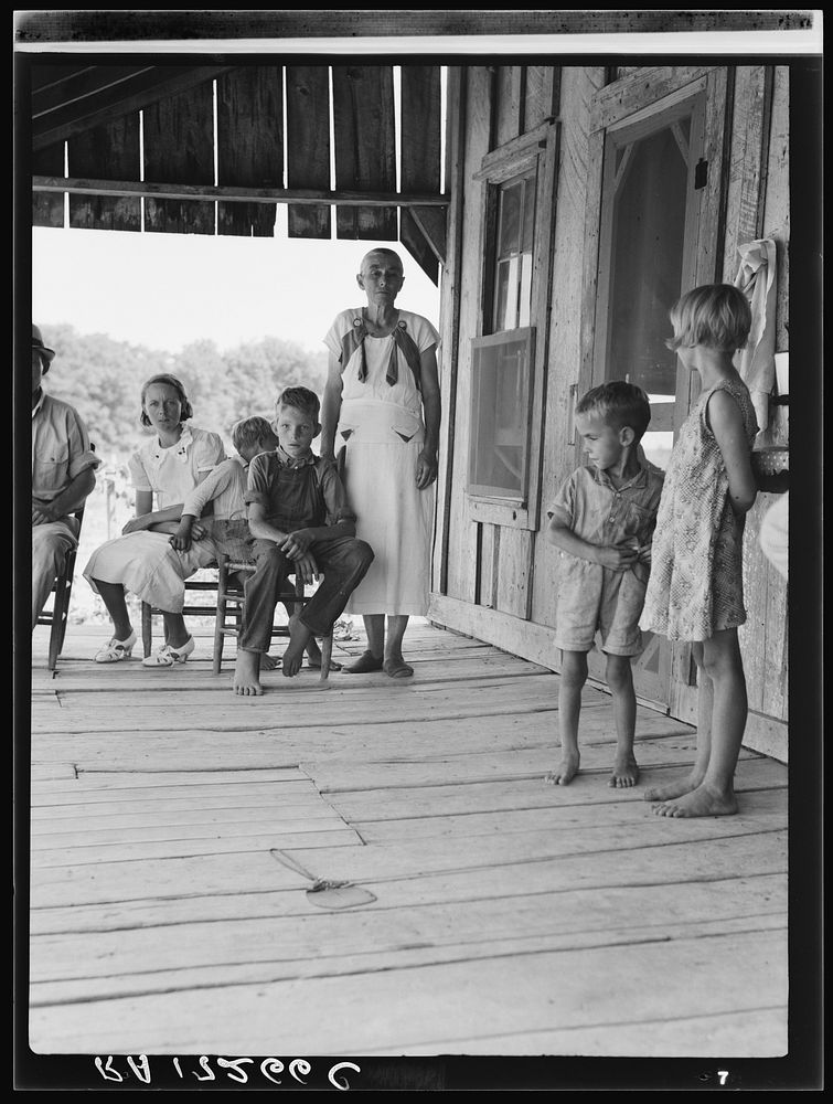 [Untitled photo, possibly related to: Cotton sharecropper family near Cleveland, Mississippi]. Sourced from the Library of…