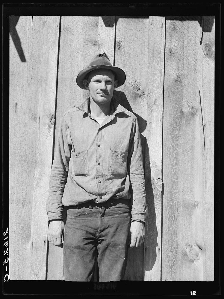 One of the thirty-six members of the Ola self-help sawmill co-op. Gem County, Idaho. General caption 48. Sourced from the…