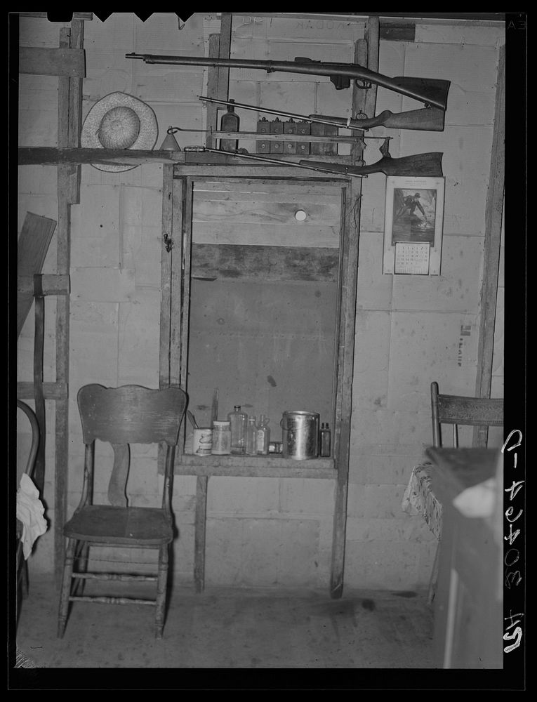 Part of kitchen in Herman Gerling's home. Wheelock, North Dakota by Russell Lee