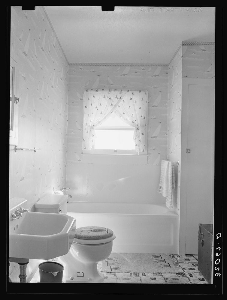 Bathroom of tenant purchase house. Hidalgo County, Texas by Russell Lee