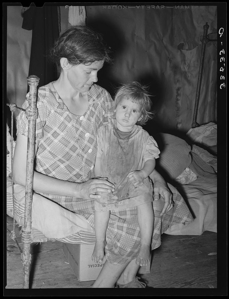 Mother and daughter tenant farmers. Hill section of McIntosh County, Oklahoma by Russell Lee