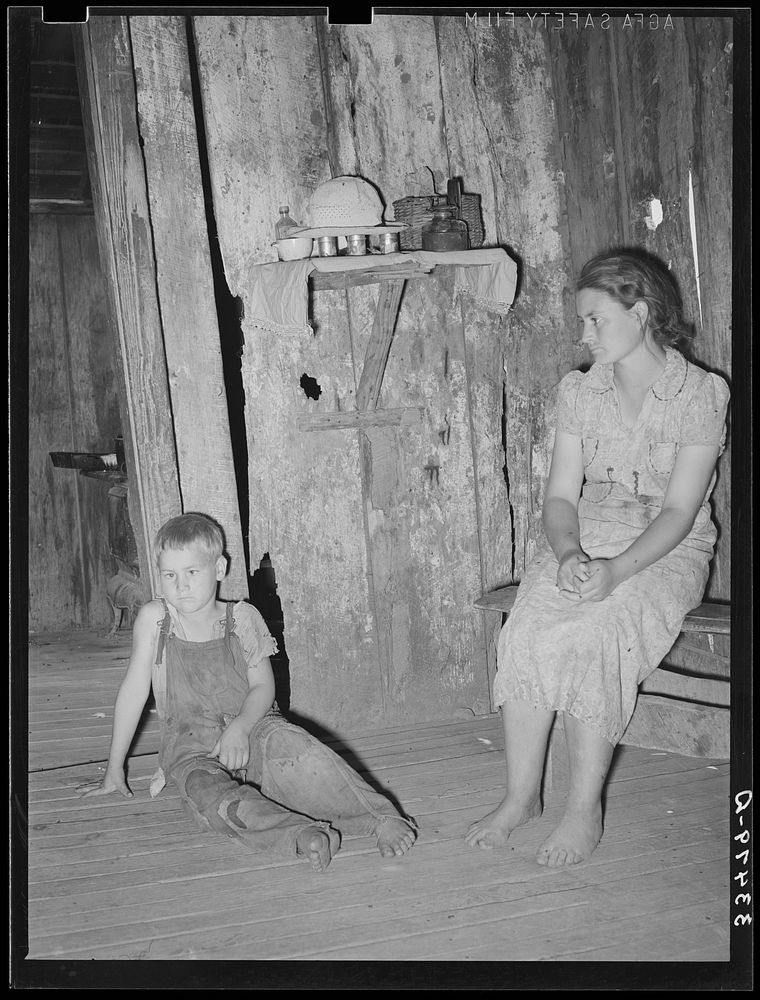 Children of agricultural day laborer at home near Webbers Falls. Muskogee County, Oklahoma by Russell Lee
