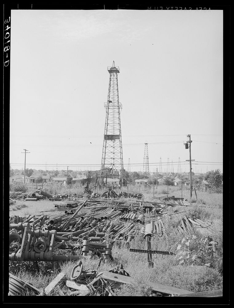 Oil field salvage lot. Oklahoma City, Oklahoma by Russell Lee