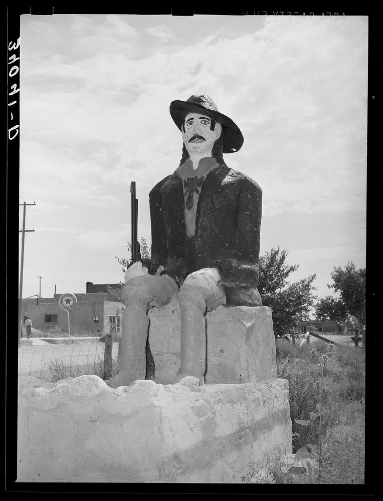 Statue by local artist at Cimarron, New Mexico by Russell Lee
