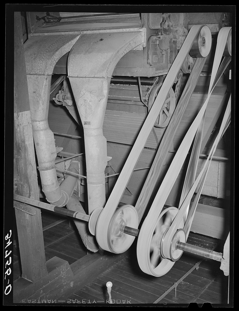 Cotton seed cleaning equipment in cotton seed oil mill. McLennan County, Texas by Russell Lee