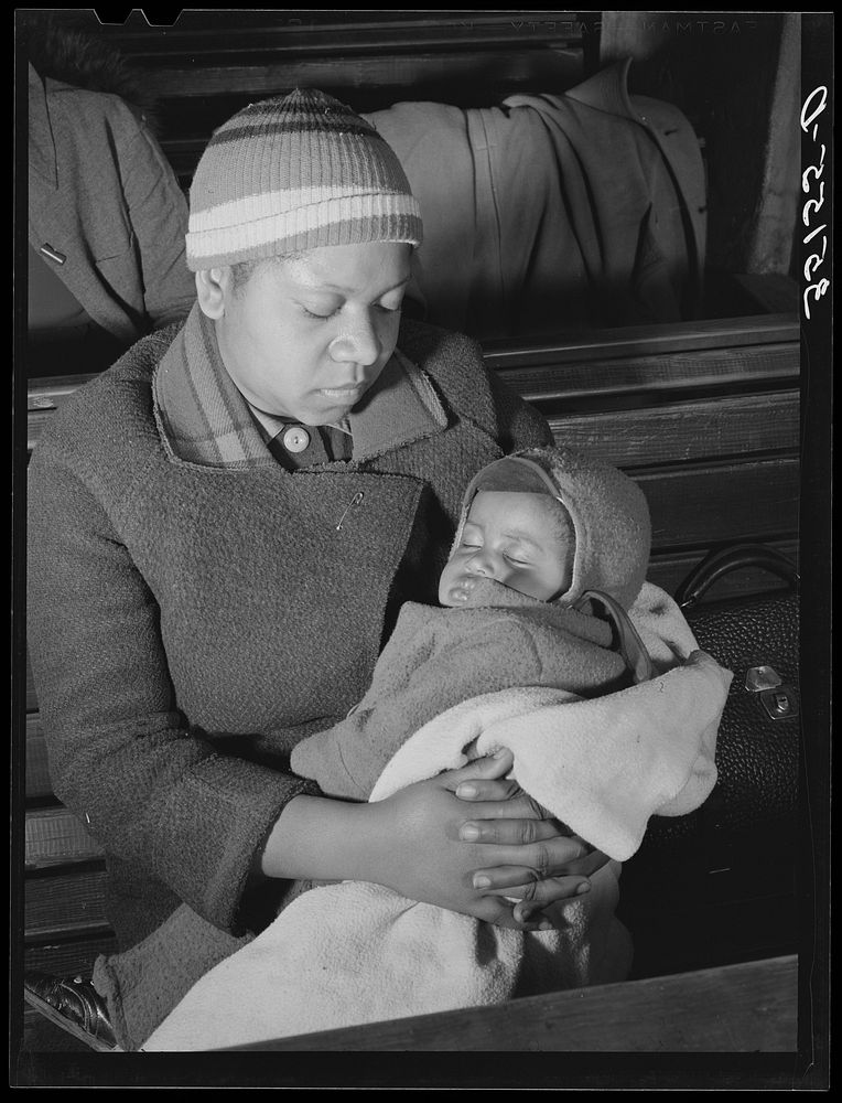 Mother and child at local chapter meeting of UCAPAWA (United Cannery, Agricultural, Packing, and Allied Workers of America).…