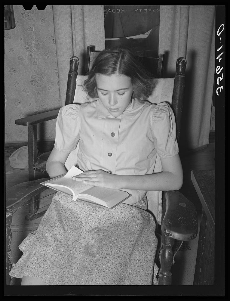 Daughter of rehabilitation borrower in Kimble County, Texas. With funds that her father borrowed from FSA (Farm Security…