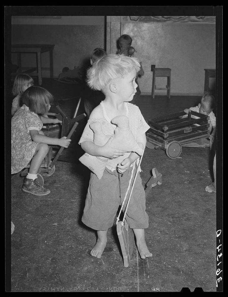 Little boy at the WPA (Work Projects Administration) nursery school at the Agua Fria migratory labor camp. Arizona by…