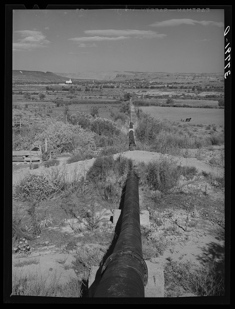 Pipeline for water facilities project on outskirts of Saint George, Utah. Washington County by Russell Lee