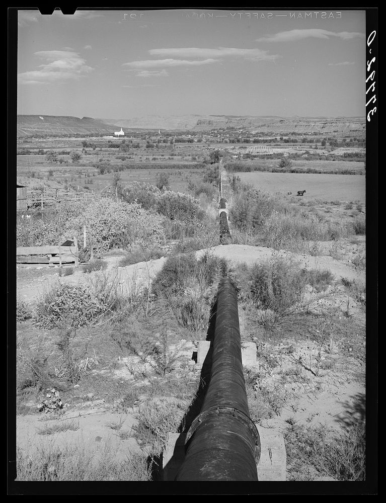 [Untitled photo, possibly related to: Pipeline for water facilities project on outskirts of Saint George, Utah. Washington…
