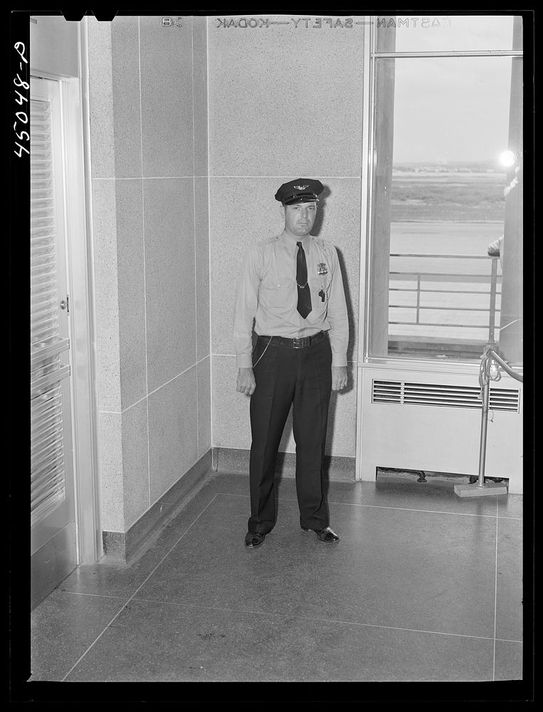 One of the guards. Municipal airport, Washington, D.C.. Sourced from the Library of Congress.