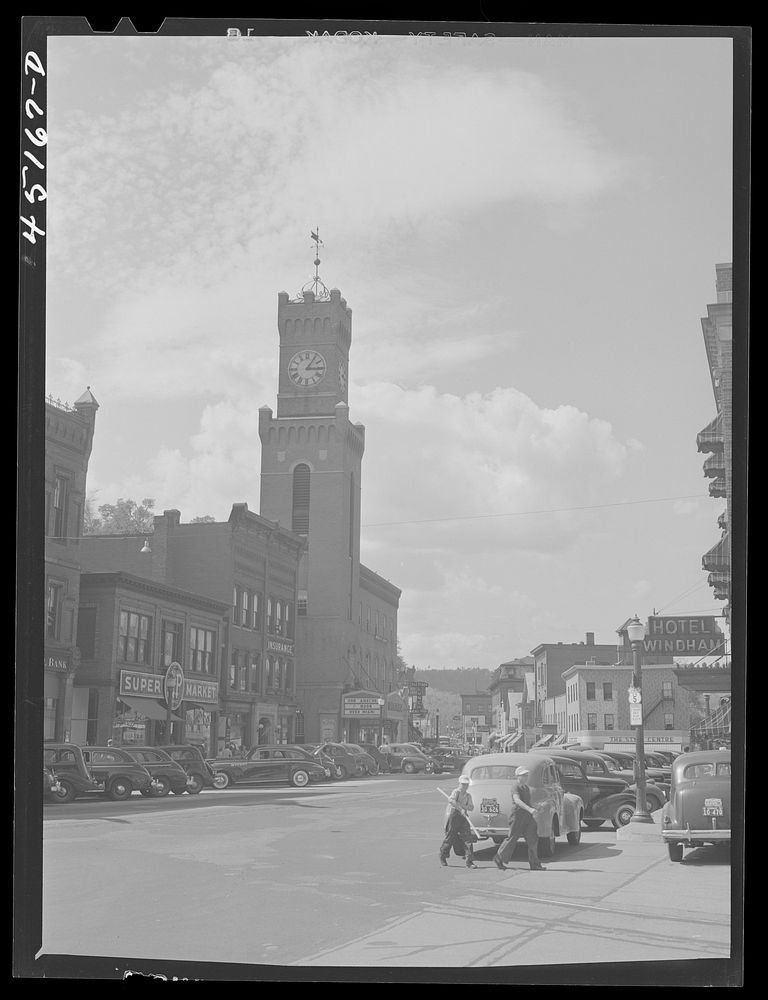 Main street in Bellows Falls, Vermont. Sourced from the Library of Congress.