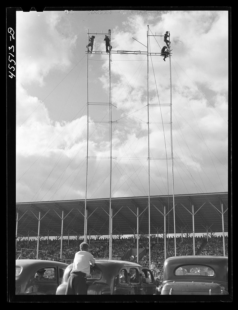 Trapeze artists at the Rutland Fair, Vermont. Sourced from the Library of Congress.