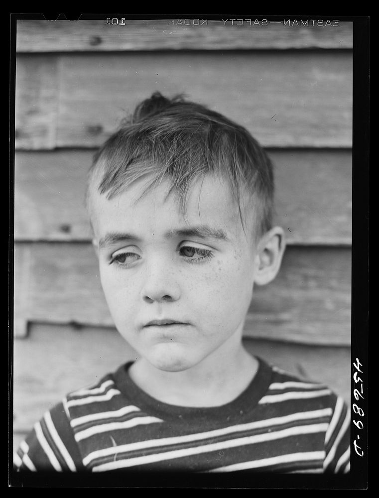 [Untitled photo, possibly related to: One of the Gaynor children on their farm near Fairfield, Vermont]. Sourced from the…